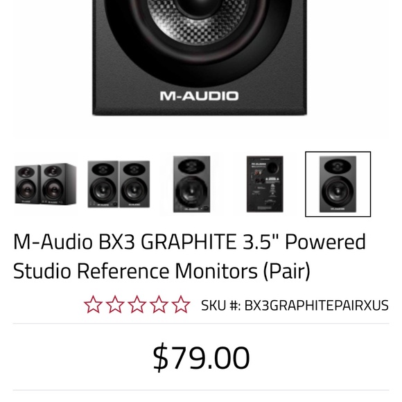 M-Audio BX3 GRAPHITE 3.5" Powered Studio Reference Monitors (Pair)  *Like New* U - Picture 1 of 4